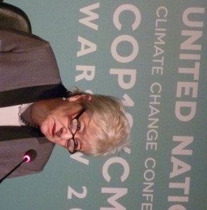 Joan MacNaughton speaking on carbon pricing and policy framework at COP-19 press conference
